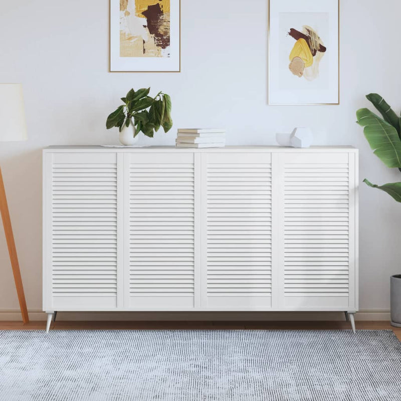 Load image into Gallery viewer, Vidaxl kastdeuren met lamellen 4 st 99,3x49,4 cm grenenhout wit
