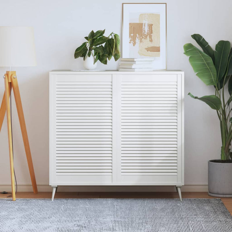 Load image into Gallery viewer, Vidaxl kastdeuren met lamellen 2 st 99,3x59,4 cm grenenhout wit
