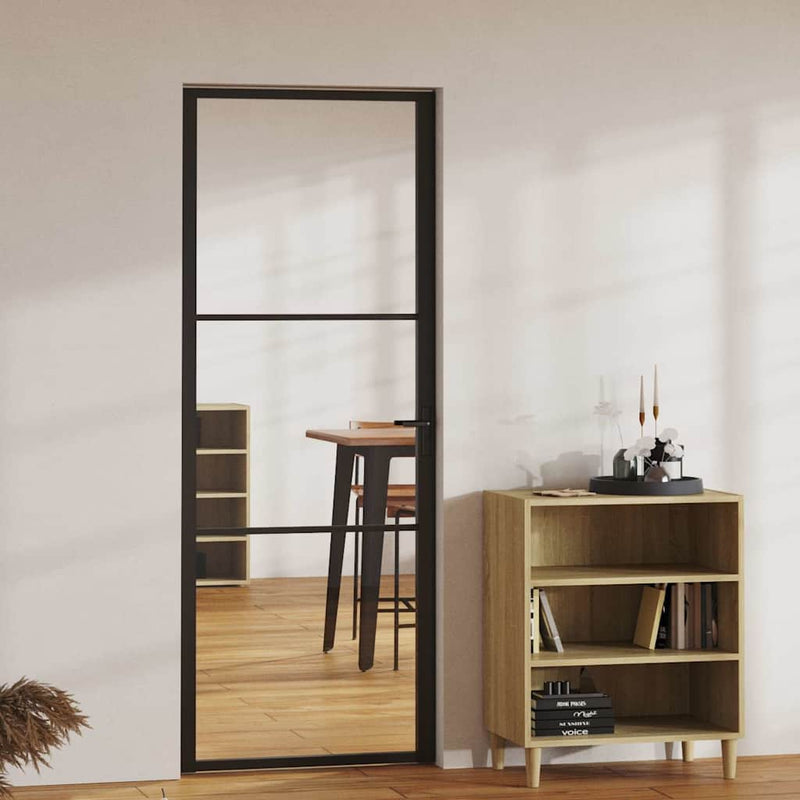 Load image into Gallery viewer, Vidaxl binnendeur 76x201,5 cm esg-glas en aluminium zwart
