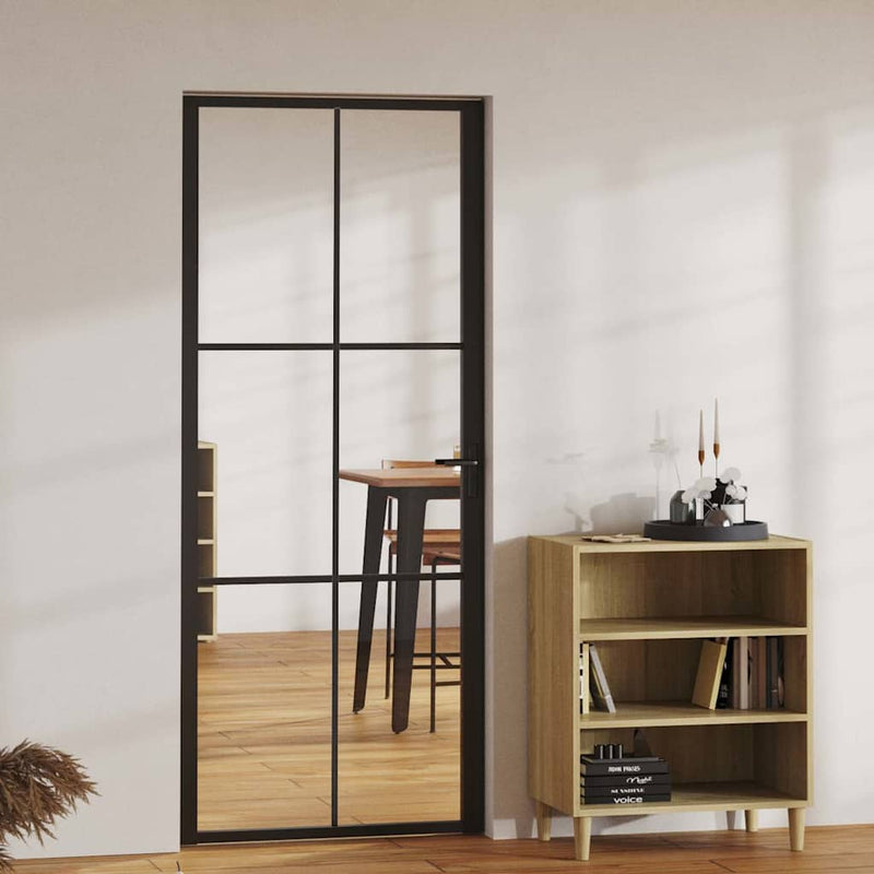 Load image into Gallery viewer, Vidaxl binnendeur 83x201,5 cm esg-glas en aluminium zwart
