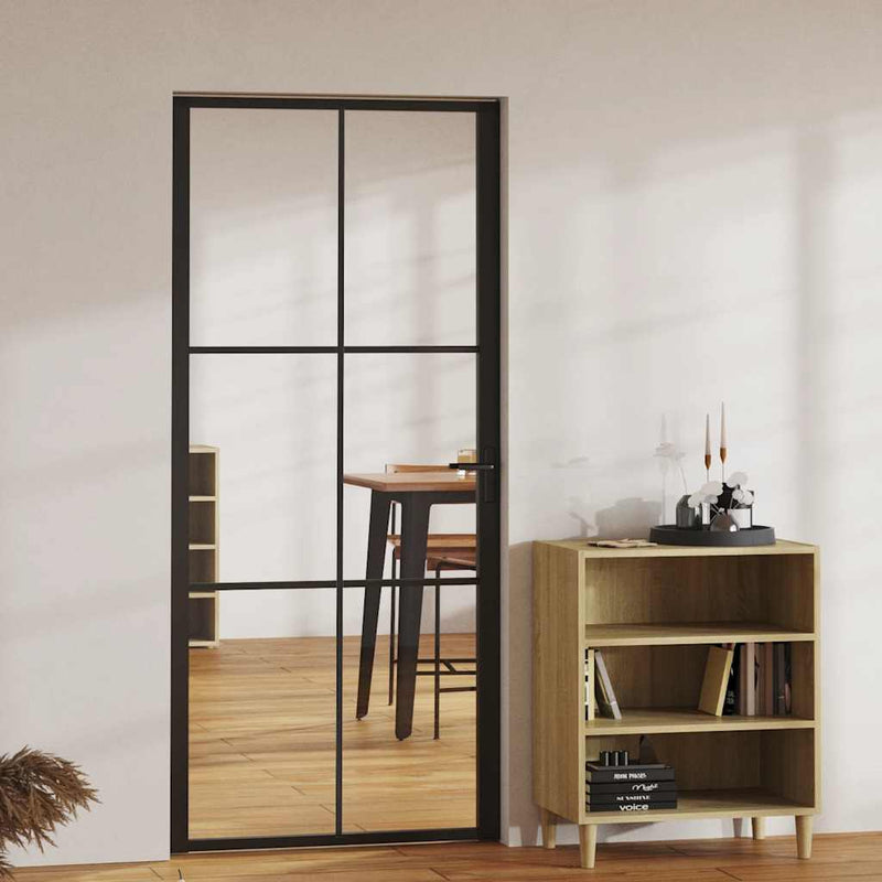 Load image into Gallery viewer, Vidaxl binnendeur 93x201,5 cm esg-glas en aluminium zwart

