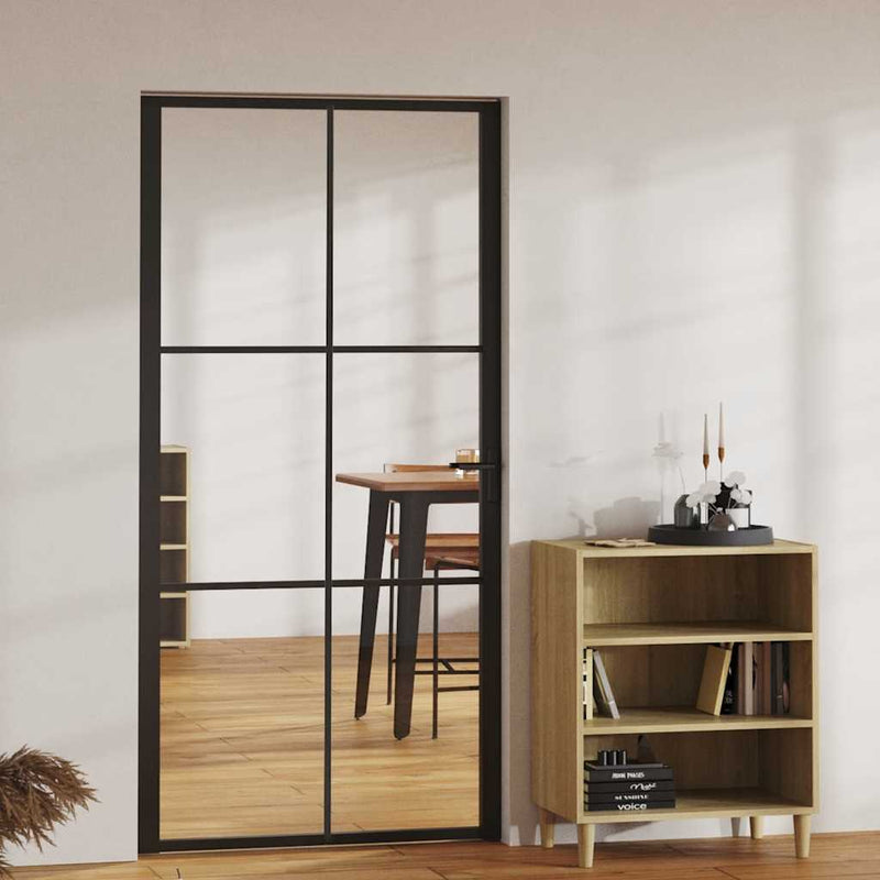 Load image into Gallery viewer, Vidaxl binnendeur 102,5x201,5 cm esg-glas en aluminium zwart

