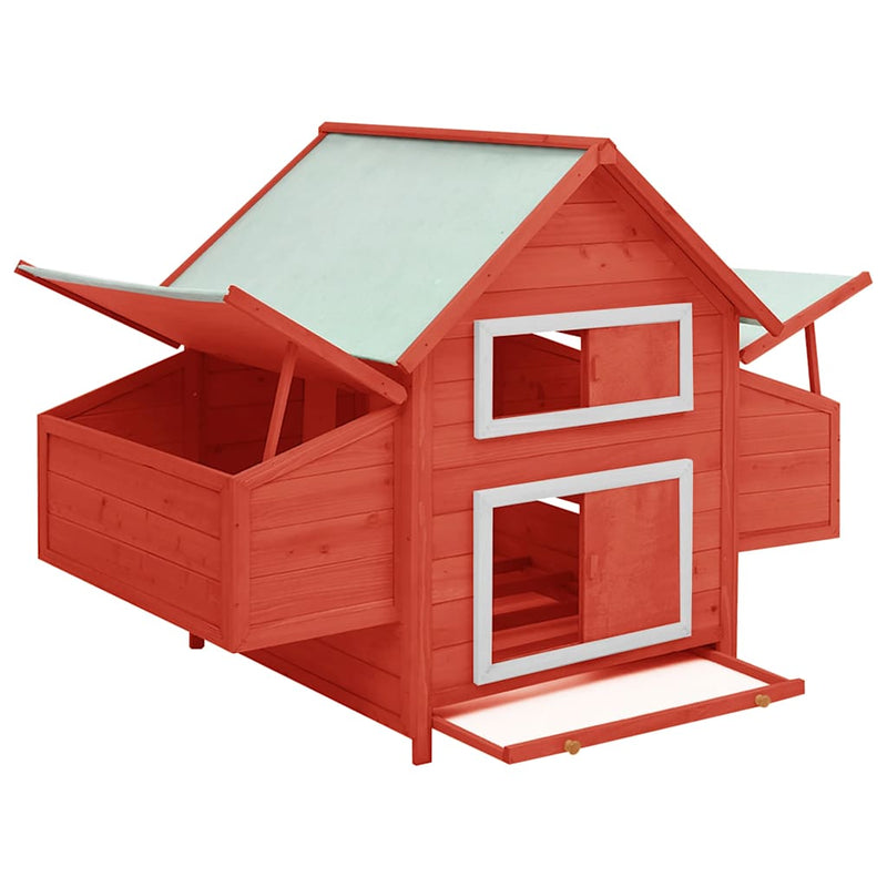 Load image into Gallery viewer, Vidaxl kippenhok 150x96x110 cm massief vurenhout rood en wit
