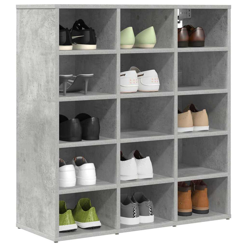 Cargue la imagen en el visor de la galería, Vidaxl schoenenkast betongrijs 77,5 x 30 x 83,5 cm bewerkt hout
