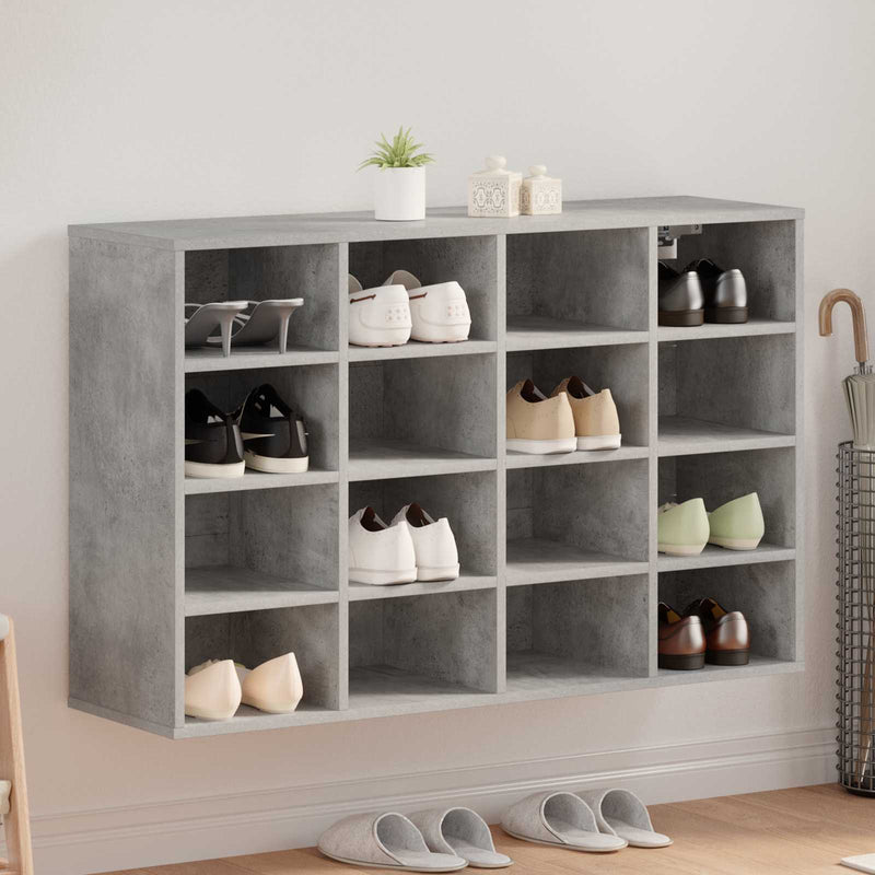 Laden Sie das Bild in Galerie -Viewer, Vidaxl schoenenkast met plank betongrijs 103 x 30 x 67 cm bewerkt hout
