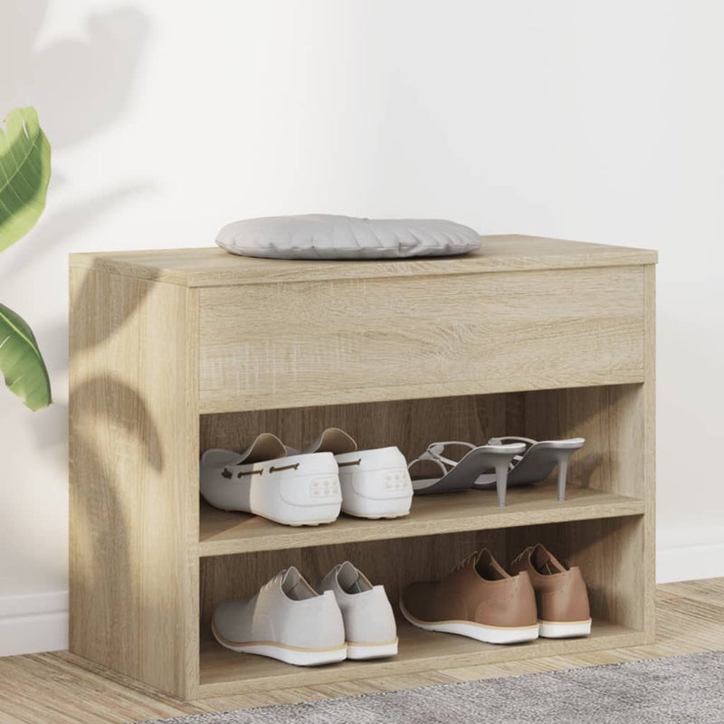 Load image into Gallery viewer, Vidaxl schoenenbank 60x30x45 cm bewerkt hout sonoma eikenkleurig

