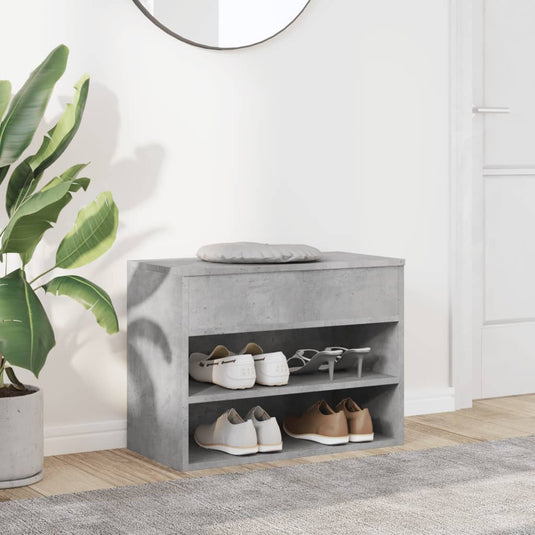 Vidaxl schoenenbank 60x30x45 cm bewerkt hout betongrijs
