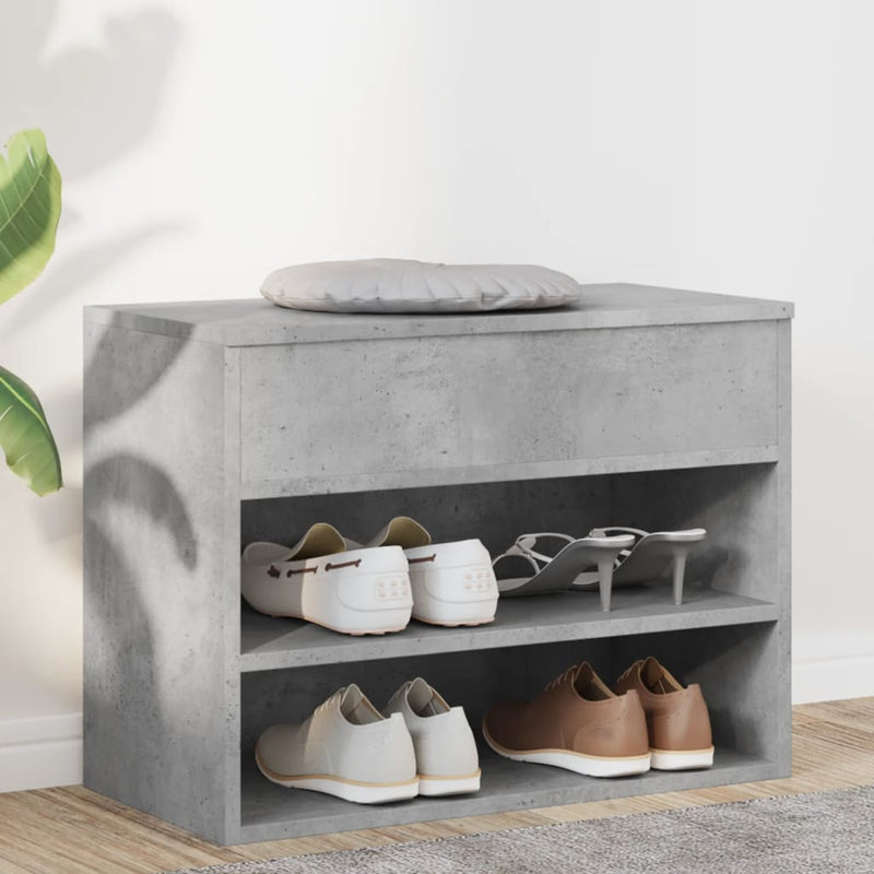 Load image into Gallery viewer, Vidaxl schoenenbank 60x30x45 cm bewerkt hout betongrijs
