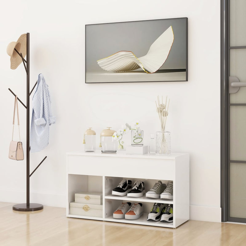 Load image into Gallery viewer, Vidaxl schoenenbank 80x30x45 cm bewerkt hout hoogglans wit
