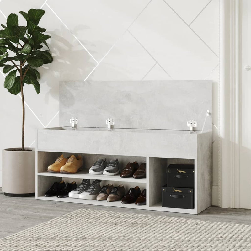 Load image into Gallery viewer, Vidaxl schoenenbank 105x30x45 cm bewerkt hout betongrijs
