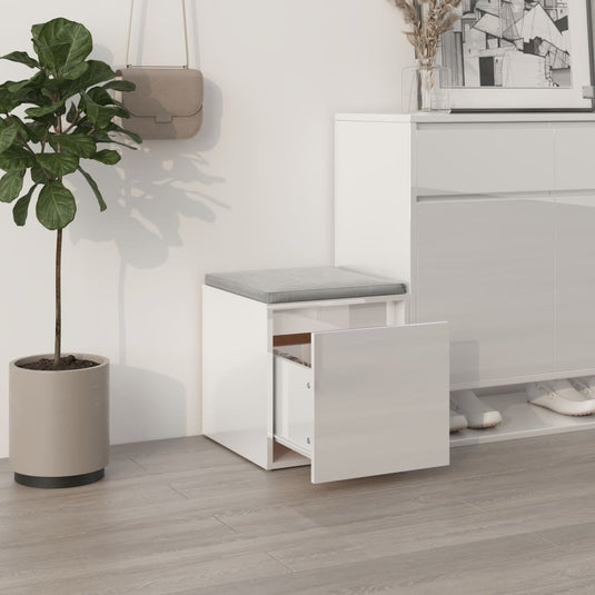 VidaXL Opbergbox met lade 40,5x40x40 cm bewerkt hout hoogglans wit