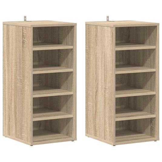 Vidaxl schoenenkasten 2 st 31,5x35x70 cm hout sonoma eikenkleur