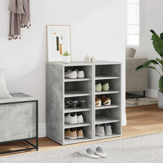 Vidaxl schoenenkasten 2 st 31,5x35x70 cm bewerkt hout betongrijs