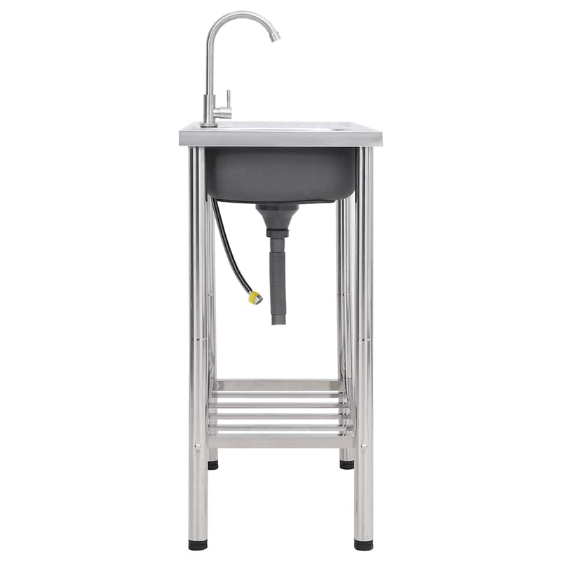 Load image into Gallery viewer, Vidaxl campinggootsteen enkele bak met kraan roestvrij staal
