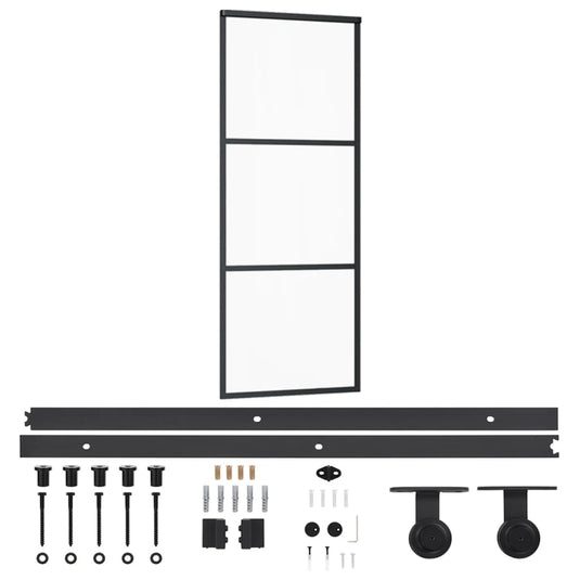 Vidaxl schuifdeur met beslag 76x205 cm aluminium en esg-glas
