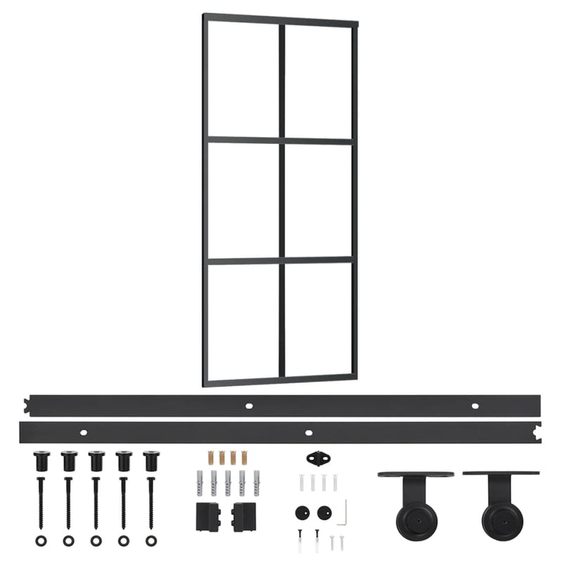 Load image into Gallery viewer, VidaXL Schuifdeur met beslag 90x205 cm aluminium en ESG-glas
