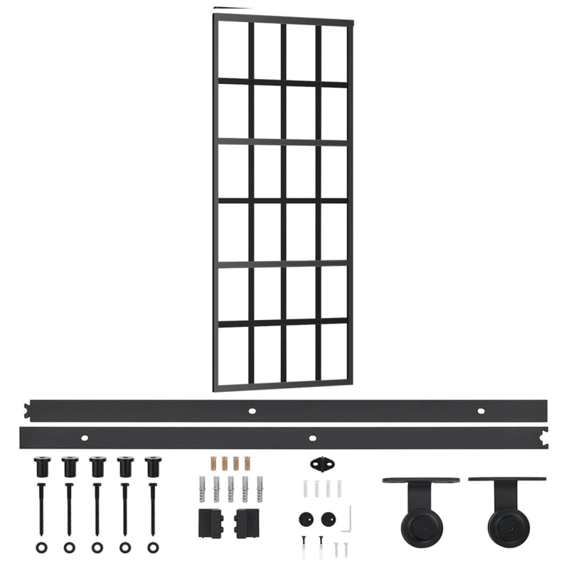 Load image into Gallery viewer, Vidaxl schuifdeur met beslag 76x205 cm aluminium en esg-glas
