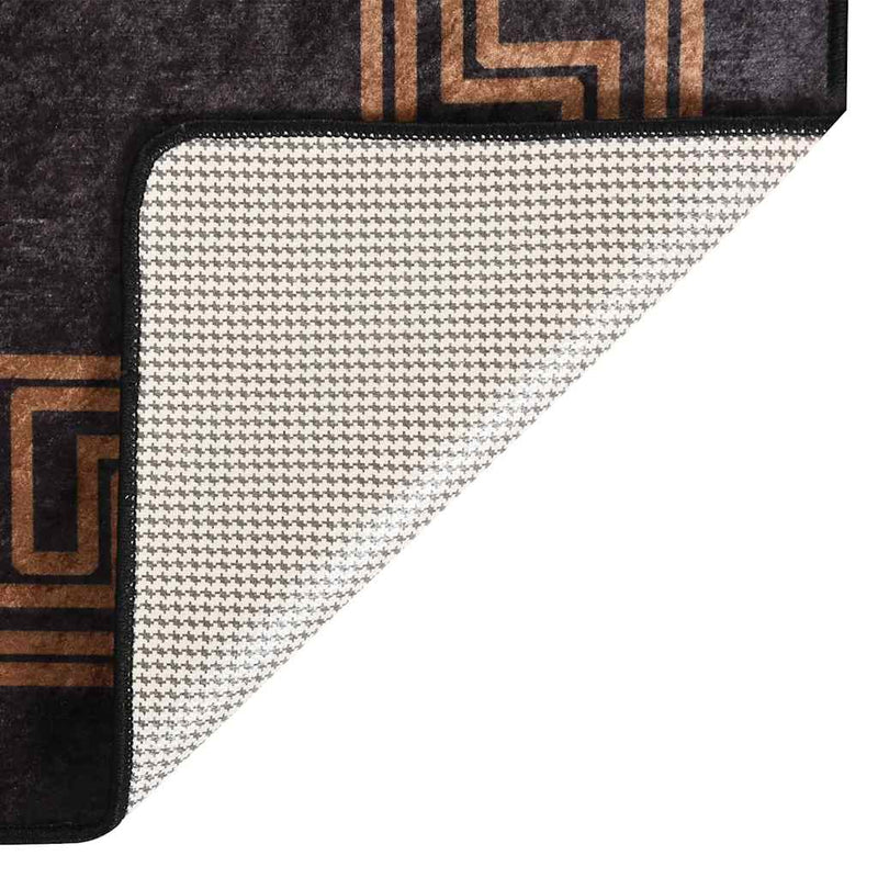 Chargez l'image dans la visionneuse de la galerie, Vidaxl vloerkleed wasbaar anti-slip 80x300 cm zwart en goudkleurig

