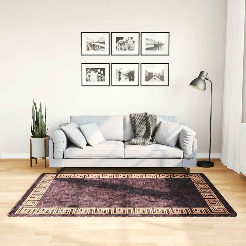 Load image into Gallery viewer, Vidaxl vloerkleed wasbaar anti-slip 120x180 cm zwart en goudkleurig
