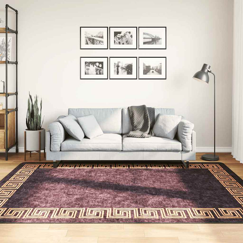 Load image into Gallery viewer, Vidaxl vloerkleed wasbaar anti-slip 160x230 cm zwart en goudkleurig
