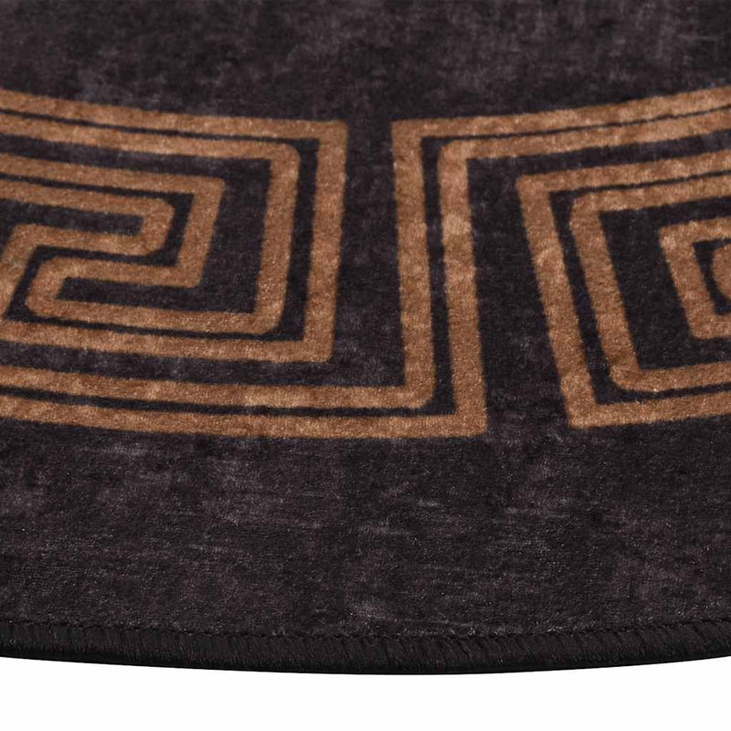 Load image into Gallery viewer, Vidaxl vloerkleed wasbaar anti-slip ø120 cm zwart en goudkleurig
