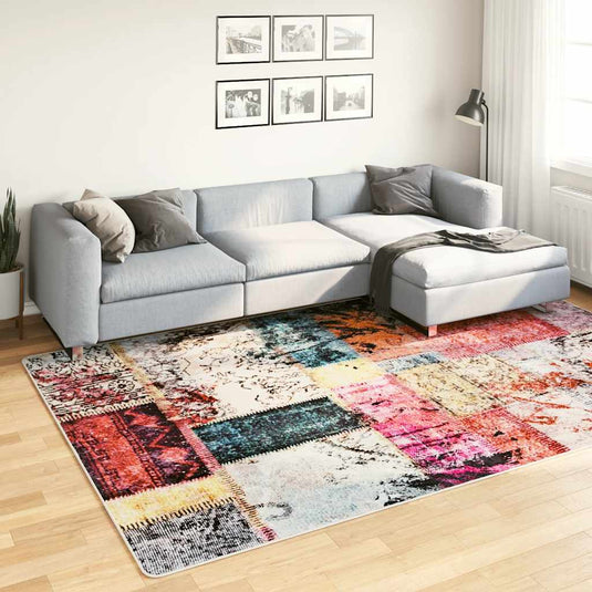 Vidaxl vloerkleed wasbaar anti-slip patchwork 190x300 cm meerkleurig