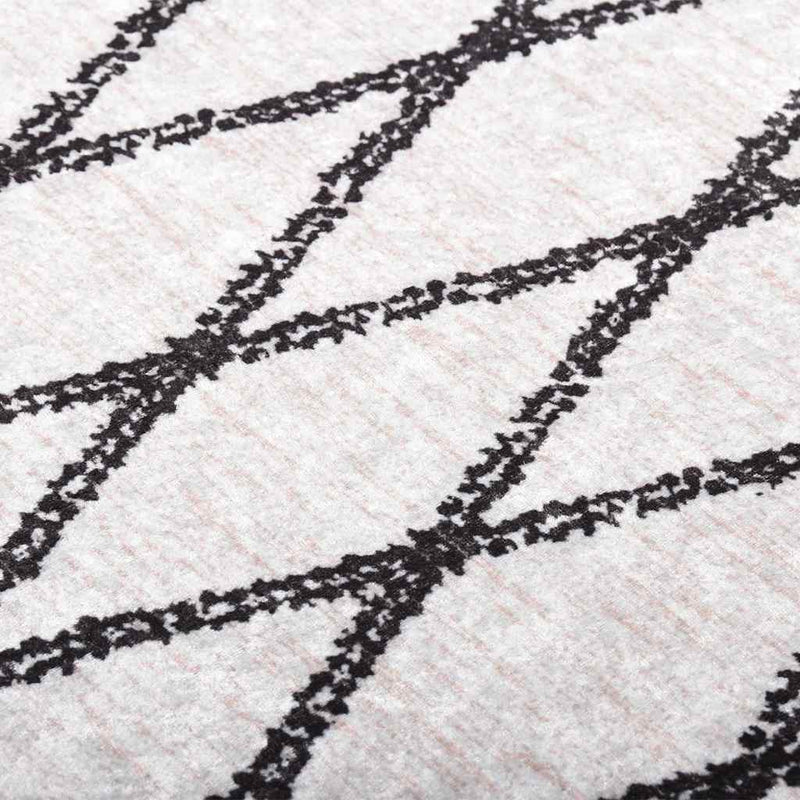 Afbeelding laden in galerijviewer, Vidaxl vloerkleed wasbaar anti-slip 80x150 cm zwart en wit
