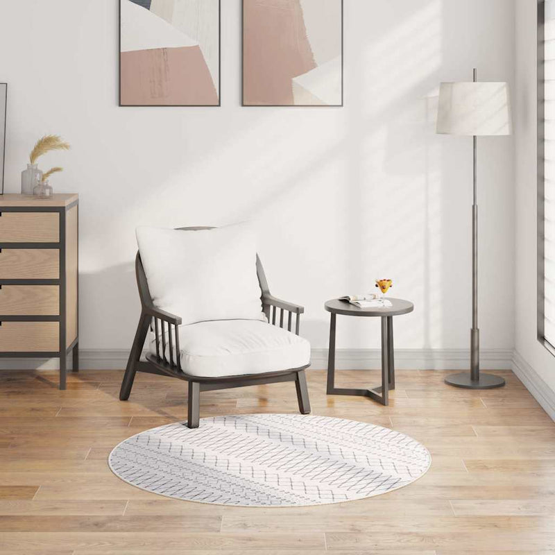 Afbeelding laden in galerijviewer, Vidaxl vloerkleed wasbaar anti-slip ø120 cm zwart en wit
