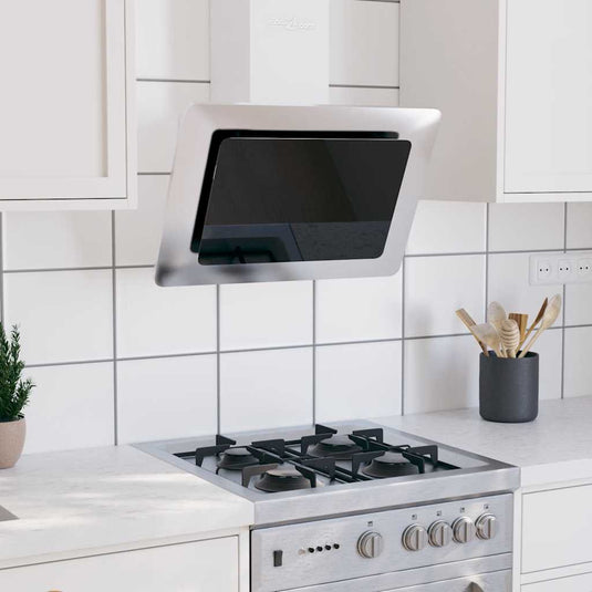 VidaXL Wandafzuigkap 60 cm roestvrij staal gehard glas zilverkleurig