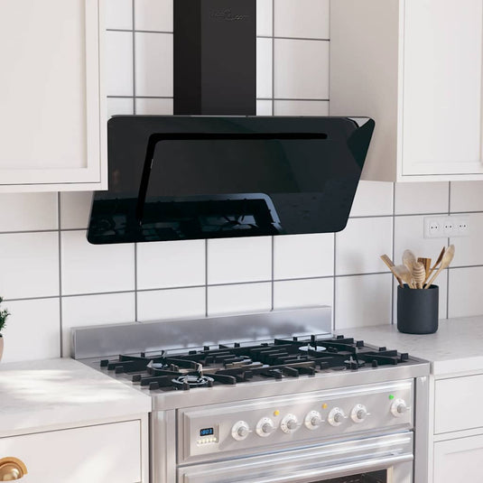 Vidaxl wandafzuigkap 90 cm roestvrij staal en gehard glas zwart