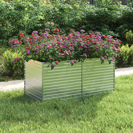 Vidaxl plantenbak verhoogd 160x80x77 cm gegalvaniseerd staal zilver