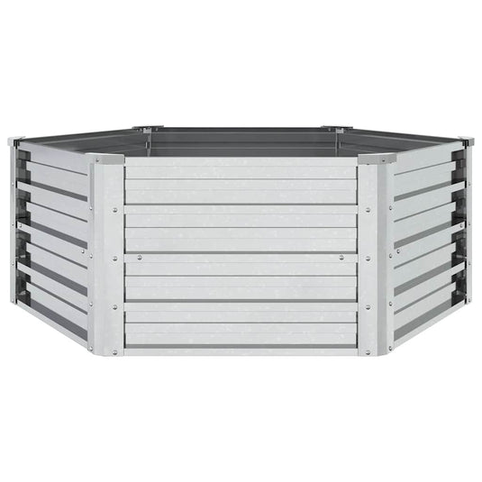 Vidaxl plantenbak verhoogd 129x45 cm gegalvaniseerd staal zilverkleur