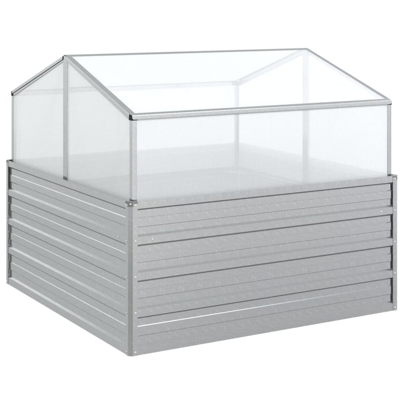 Load image into Gallery viewer, Vidaxl plantenbak met kas verhoogd 100x100x85 cm zilverkleurig
