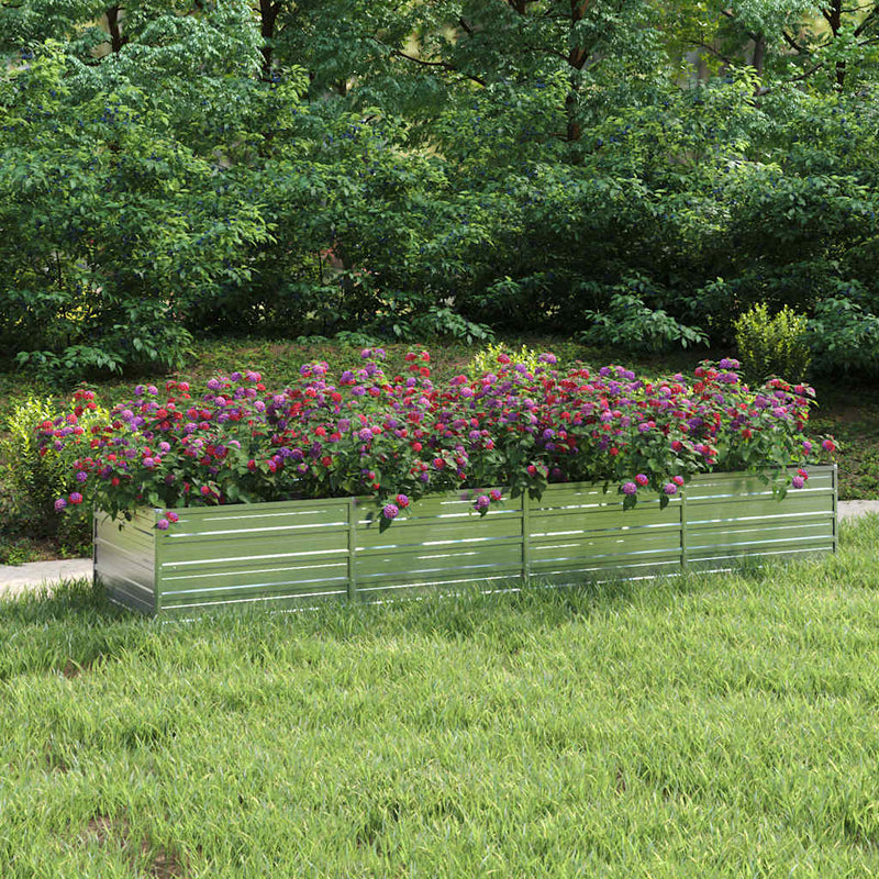 Load image into Gallery viewer, Vidaxl plantenbak verhoogd 320x80x45 cm gegalvaniseerd staal zilver
