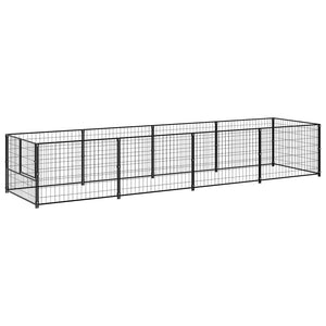 Vidaxl hondenkennel 4 m² staal zwart