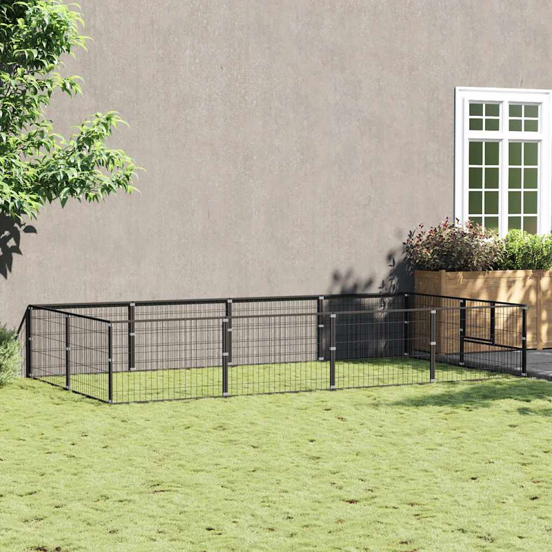 Load image into Gallery viewer, Vidaxl hondenkennel 8 m² staal zwart
