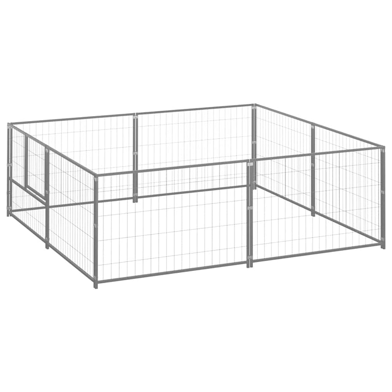 Chargez l'image dans la visionneuse de la galerie, Vidaxl hondenkennel 4 m² staal zilverkleurig
