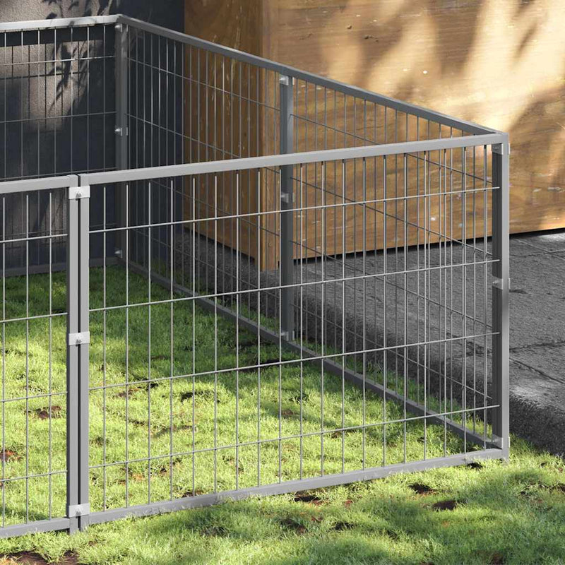 Chargez l'image dans la visionneuse de la galerie, Vidaxl hondenkennel 4 m² staal zilverkleurig
