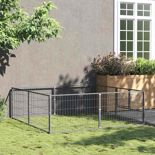 Vidaxl hondenkennel 4 m² staal zilverkleurig