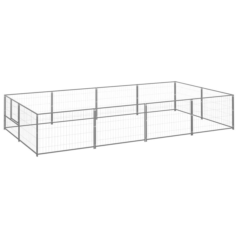 Load image into Gallery viewer, Vidaxl hondenkennel 8 m² staal zilverkleurig
