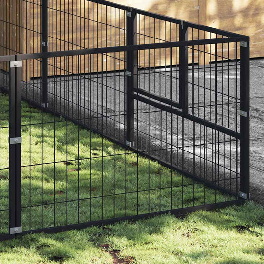 Vidaxl hondenkennel 9 m² staal zwart