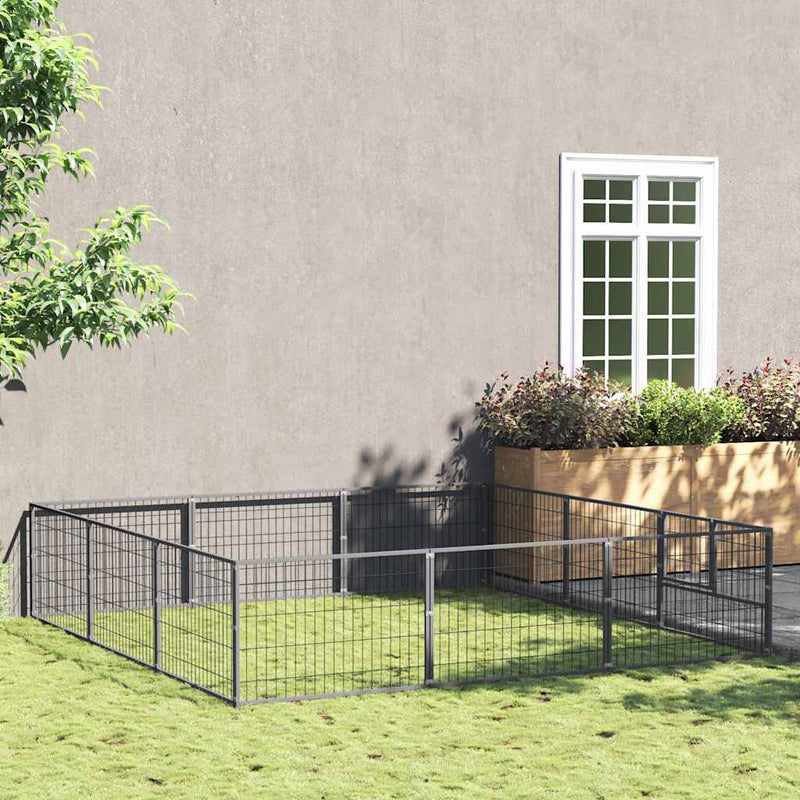 Load image into Gallery viewer, Vidaxl hondenkennel 9 m² staal zilverkleurig
