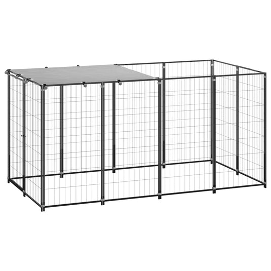 VidaXL Hondenkennel 2,42 m² staal zwart