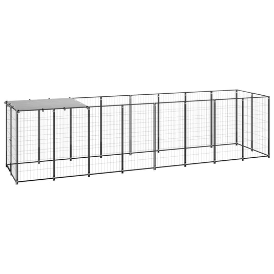 VidaXL Hondenkennel 4,84 m² staal zwart