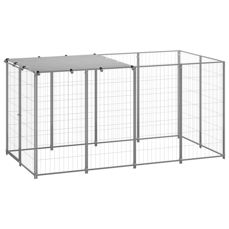 Load image into Gallery viewer, VidaXL Hondenkennel 2,42 m² staal zilverkleurig
