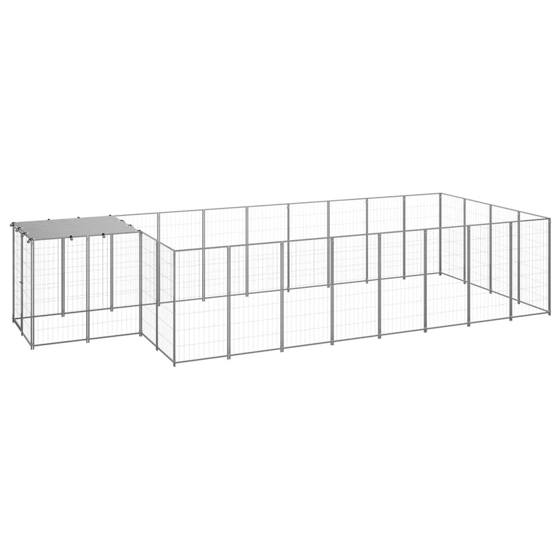 Load image into Gallery viewer, VidaXL Hondenkennel 10,89 m² staal zilverkleurig
