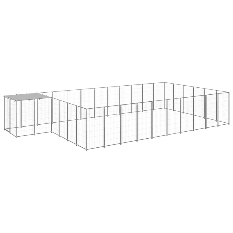 Load image into Gallery viewer, VidaXL Hondenkennel 19,36 m² staal zilverkleurig

