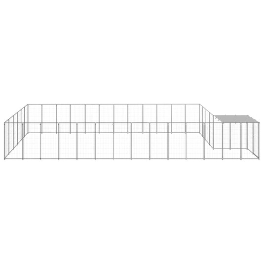VidaXL Hondenkennel 22,99 m² staal zilverkleurig