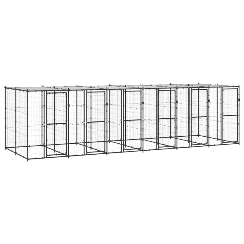 Load image into Gallery viewer, VidaXL Hondenkennel met dak 14,52 m² staal
