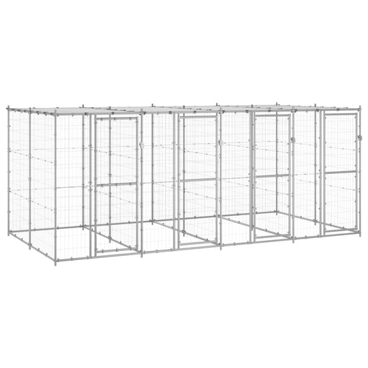 VidaXL Hondenkennel met dak 9,68 m² gegalvaniseerd staal